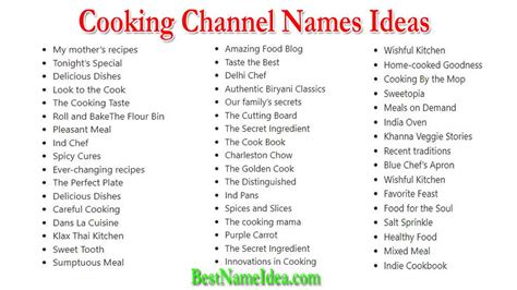 food channel name suggestions